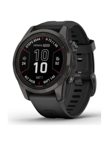 Zegarek garmin fenix 7s pro 42mm sapphire solar szary tytanowy dlc z czarnym paskiem