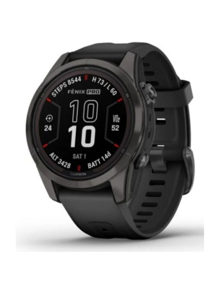 Zegarek garmin fenix 7s pro 42mm sapphire solar szary tytanowy dlc z czarnym paskiem