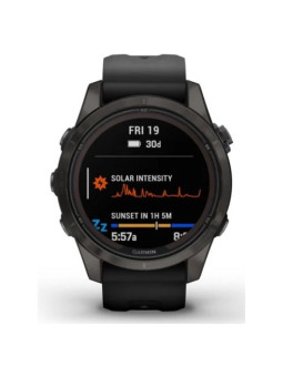 Zegarek garmin fenix 7s pro 42mm sapphire solar szary tytanowy dlc z czarnym paskiem 2