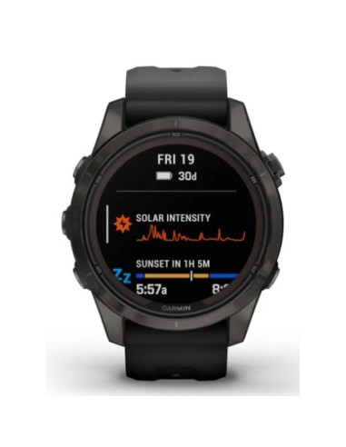 Zegarek garmin fenix 7s pro 42mm sapphire solar szary tytanowy dlc z czarnym paskiem