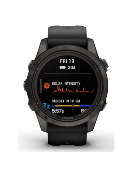Zegarek garmin fenix 7s pro 42mm sapphire solar szary tytanowy dlc z czarnym paskiem