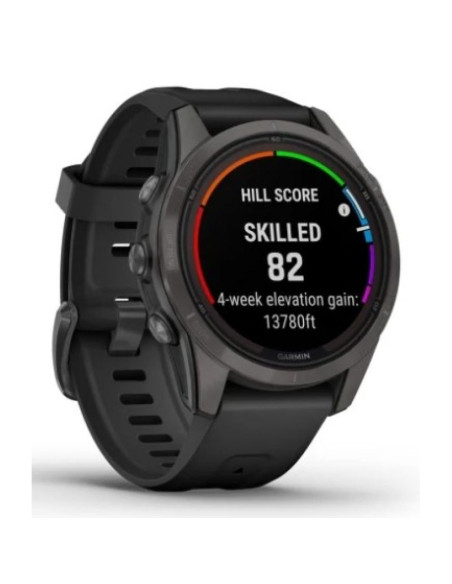 Zegarek garmin fenix 7s pro 42mm sapphire solar szary tytanowy dlc z czarnym paskiem