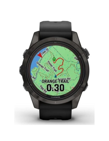 Zegarek garmin fenix 7s pro 42mm sapphire solar szary tytanowy dlc z czarnym paskiem