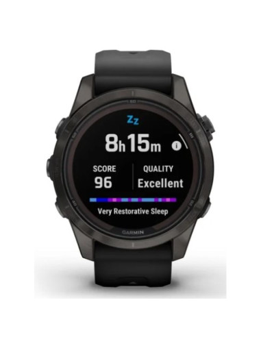 Zegarek garmin fenix 7s pro 42mm sapphire solar szary tytanowy dlc z czarnym paskiem