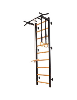 Drabinka gimnastyczna drewniano metalowa z metalowym drążkiem i akcesoriami dla dzieci benchk 721b a076