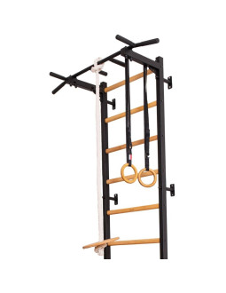Drabinka gimnastyczna drewniano metalowa z metalowym drążkiem i akcesoriami dla dzieci benchk 721b a076 2