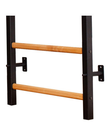 Drabinka gimnastyczna drewniano metalowa z metalowym drążkiem i akcesoriami dla dzieci benchk 721b a076