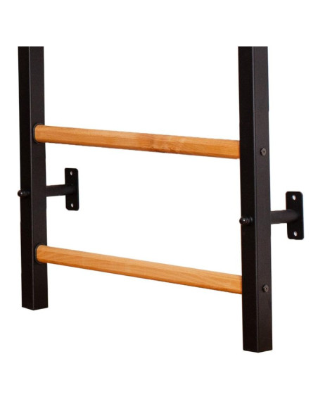 Drabinka gimnastyczna drewniano metalowa z metalowym drążkiem i akcesoriami dla dzieci benchk 721b a076