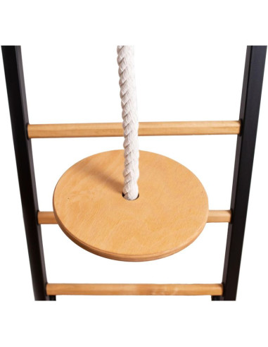 Drabinka gimnastyczna drewniano metalowa z metalowym drążkiem i akcesoriami dla dzieci benchk 721b a076