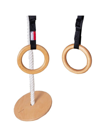 Drabinka gimnastyczna drewniano metalowa z metalowym drążkiem i akcesoriami dla dzieci benchk 721b a076