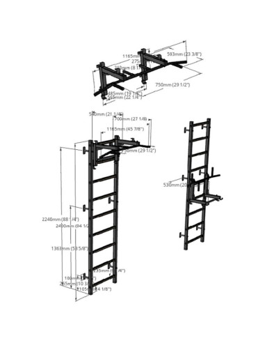 Drabinka gimnastyczna z regulowanym metalowym drążkiem 731w benchk