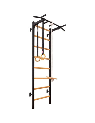 Drabinka gimnastyczna drewniano metalowa z drewnianym drążkiem i akcesoriami benchk 221b a076