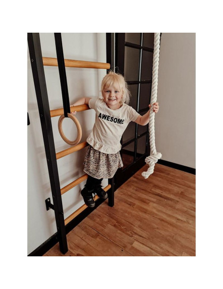 Drabinka gimnastyczna drewniano metalowa z drewnianym drążkiem i akcesoriami benchk 221b a076