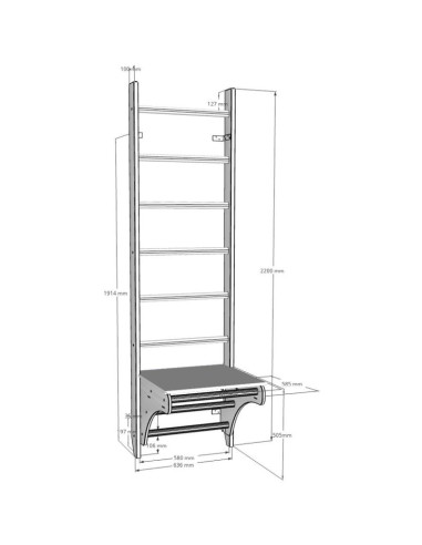 Drabinka z drewnianym do podciągania z biurkiem benchk 112