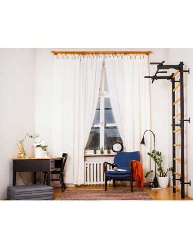 Drabinka gimnastyczna drewniano metalowa z metalowym drążkiem benchk 721b