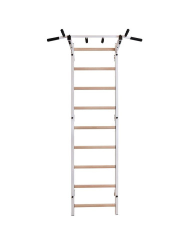 Drabinka gimnastyczna drewniano metalowa z metalowym drążkiem benchk 721w