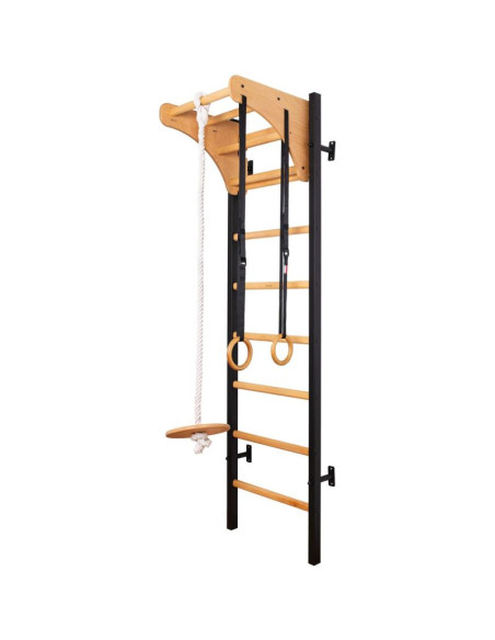 Drabinka gimnastyczna drewniano metalowa z drewnianym drążkiem i akcesoriami benchk 211b a076