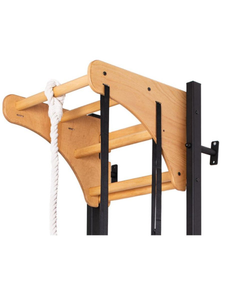 Drabinka gimnastyczna drewniano metalowa z drewnianym drążkiem i akcesoriami benchk 211b a076