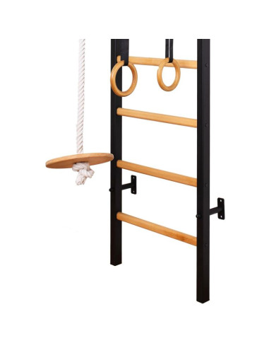 Drabinka gimnastyczna drewniano metalowa z drewnianym drążkiem i akcesoriami benchk 211b a076