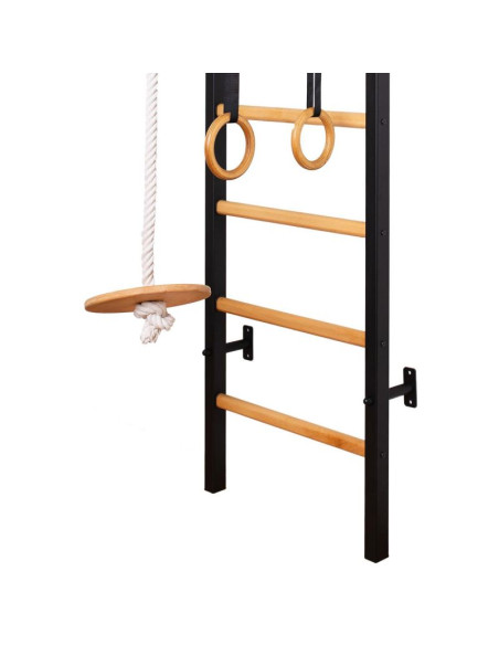 Drabinka gimnastyczna drewniano metalowa z drewnianym drążkiem i akcesoriami benchk 211b a076
