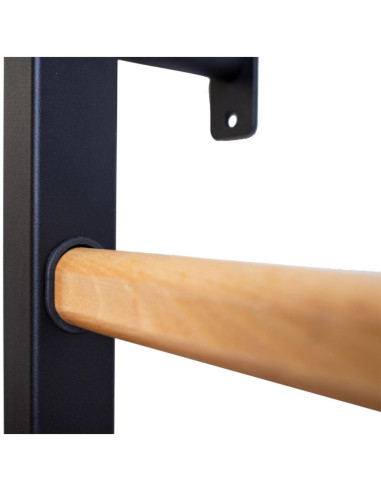 Drabinka gimnastyczna drewniano metalowa z drewnianym drążkiem i akcesoriami benchk 211b a076