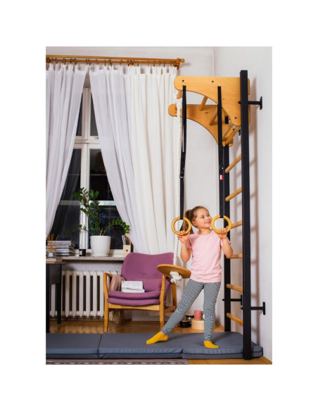 Drabinka gimnastyczna drewniano metalowa z drewnianym drążkiem i akcesoriami benchk 211b a076