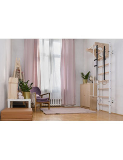 Drabinka gimnastyczna drewniano metalowa z drewnianym drążkiem i akcesoriami benchk 211w a204 2