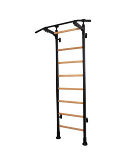 Rozporowa drabinka gimnastyczna drewniano metalowa z metalowym drążkiem w kolorze dębu benchk 511