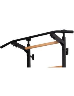 Rozporowa drabinka gimnastyczna drewniano metalowa z metalowym drążkiem w kolorze dębu benchk 511 2