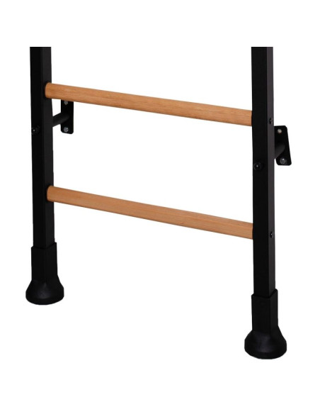 Rozporowa drabinka gimnastyczna drewniano metalowa z metalowym drążkiem w kolorze dębu benchk 511