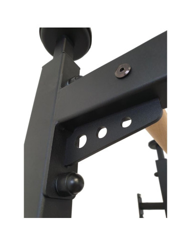 Rozporowa drabinka gimnastyczna drewniano metalowa z metalowym drążkiem w kolorze dębu benchk 511