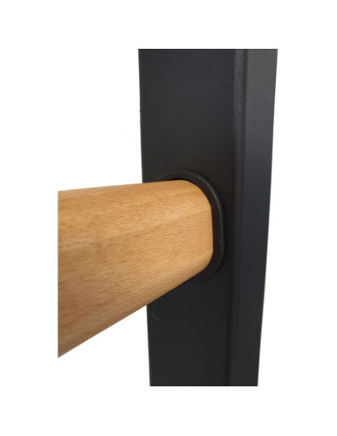 Rozporowa drabinka gimnastyczna drewniano metalowa z metalowym drążkiem w kolorze dębu benchk 511