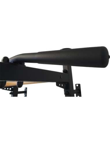 Rozporowa drabinka gimnastyczna drewniano metalowa z metalowym drążkiem w kolorze dębu benchk 511