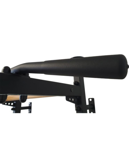 Rozporowa drabinka gimnastyczna drewniano metalowa z metalowym drążkiem w kolorze dębu benchk 511