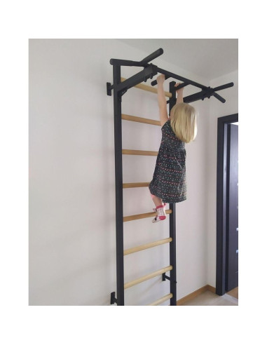 Drabinka gimnastyczna drewniano metalowa z drążkiem benchk 221b