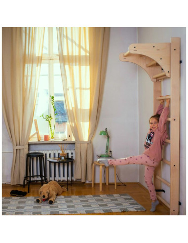 Drabinka z drewnianym drążkiem do podciągania benchk 111