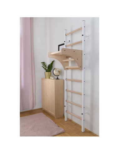 Drabinka gimnastyczna drewniano metalowa na 4 uchwyty z drewnianym drążkiem benchk 211w