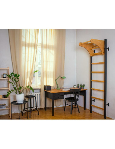 Drabinka gimnastyczna drewniano metalowa na 4 uchwyty z drewnianym drążkiem benchk 211b