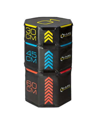 Zestaw trzech skrzyń plyometrycznych, oktagonalnych hms premium pyobs01