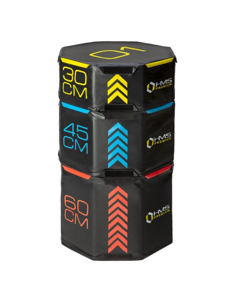 Zestaw trzech skrzyń plyometrycznych, oktagonalnych hms premium pyobs01