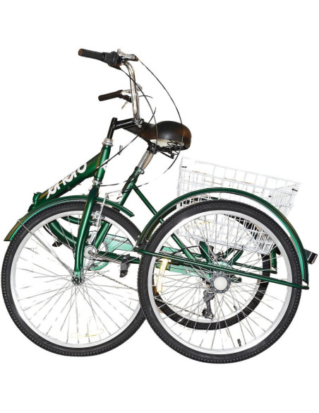 Rower 3-kołowy składany 24 zielony shimano 7-biegowy