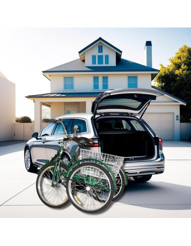 Rower 3-kołowy składany 24 zielony shimano 7-biegowy