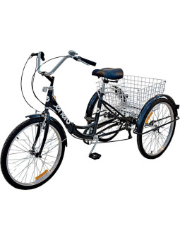 Rower 3-kołowy składany 24 czarny shimano 7-biegowy