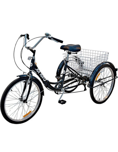 Rower 3-kołowy składany 24 czarny shimano 7-biegowy