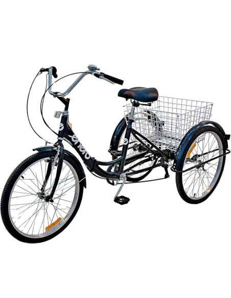 Rower 3-kołowy składany 24 czarny shimano 7-biegowy