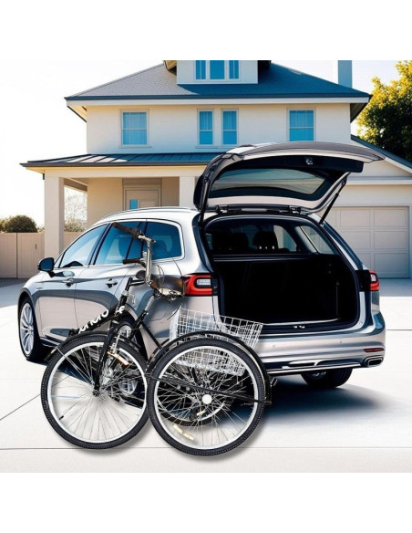 Rower 3-kołowy składany 24 czarny shimano 7-biegowy