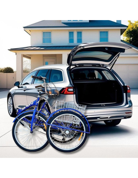 Rower 3-kołowy składany 24 granatowy shimano 7-biegowy