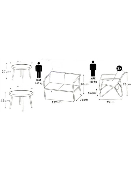 Zestaw mebli ogrodowych 5 cześciowy mediolan