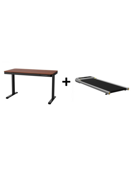 Bieżnia urevo u1 smart walkingpad + biurko regulowane elektrycznie tuckano czarny/orzech