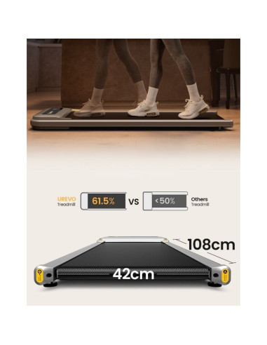 Bieżnia urevo u1 smart walkingpad + biurko regulowane elektrycznie tuckano czarny/orzech